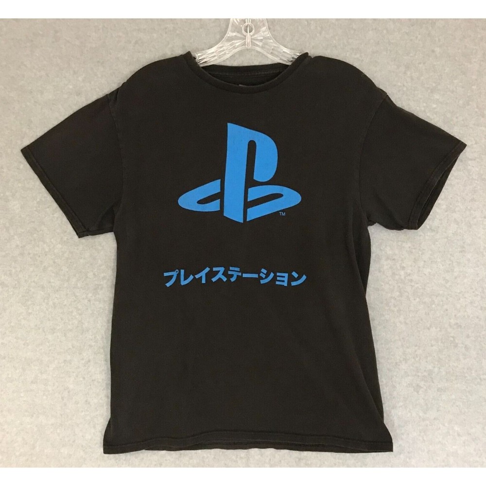 PlayStation Gaming System T-Shirt Mens Medium‎ PS Logo Black with Japanese Kanji